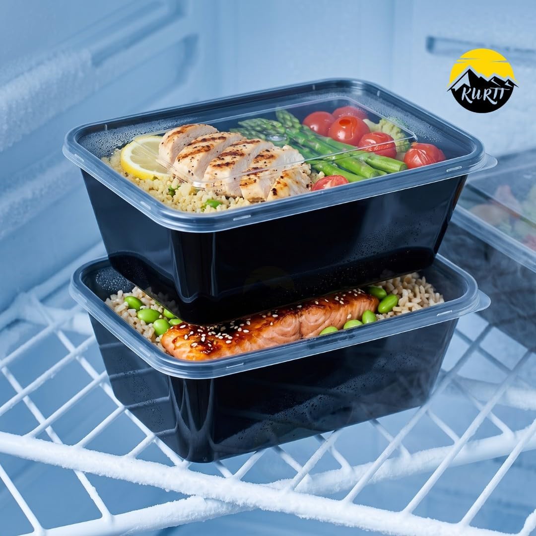 KURTT 100 Stück, Mealprep-Behälter, Mahlzeitsbehälter, Mikrowellenschalen mit Deckeln, Frischhaltebe