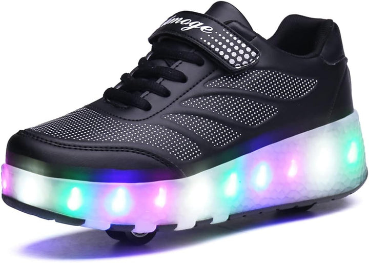 Kinderroller mit LED Licht | Automatisch Einziehbar & Abnehmbare Vorderreifen | Outdoor-Spiel-Schuhe