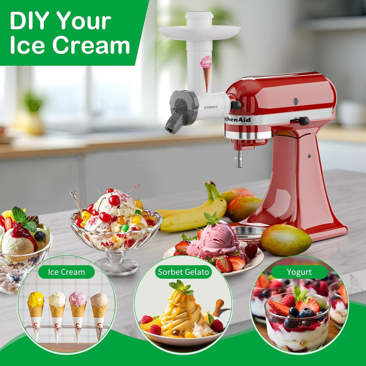 OTOmitra Eismaschine Aufsatz für Kitchenaid Standmixer, Fruchteismaschine Aufsatz BPA-freien, lebens