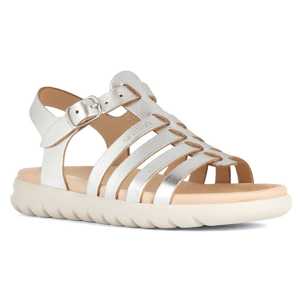 Geox Jungen Mädchen J SOLEIMA Gir Sandal, Silver, 24 EU