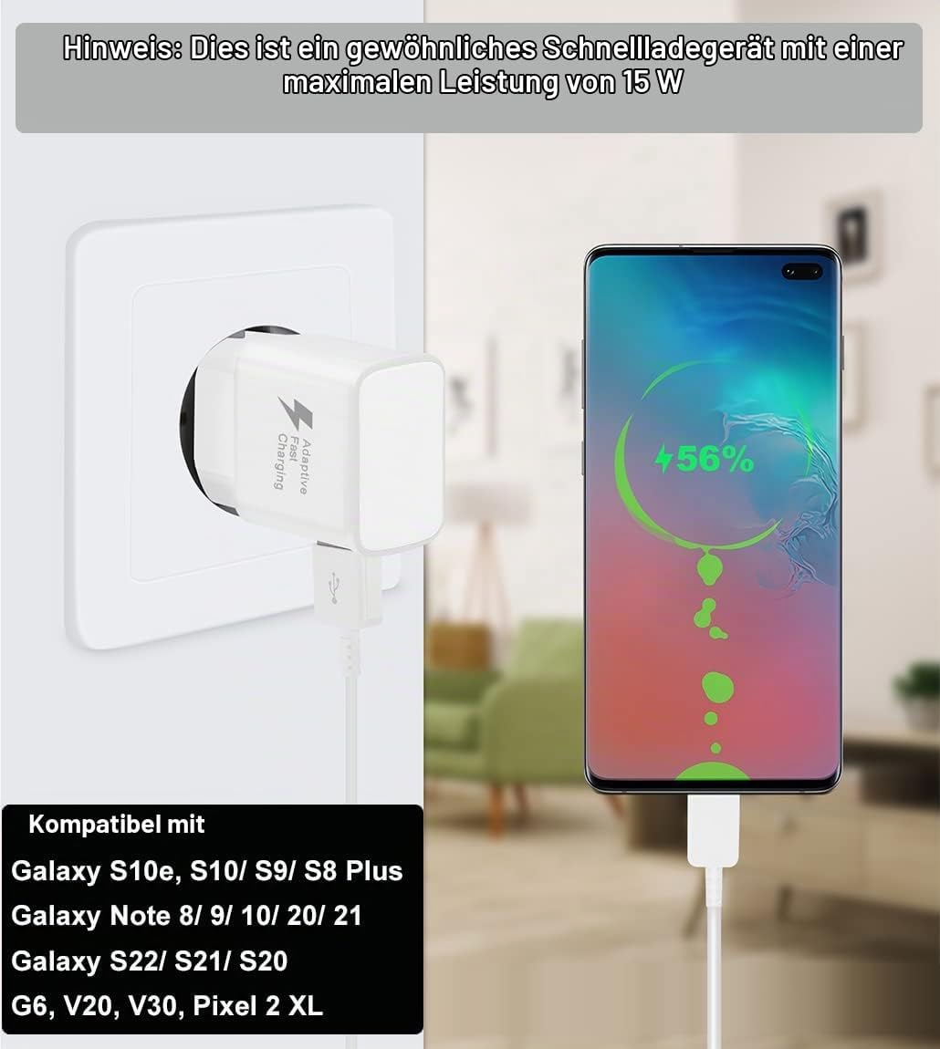 USB Ladegerät Schnellladegerät mit USB C Ladekabel 1,5m Für Samsung Galaxy S22 S21 S20 S10 S9 S8 A16