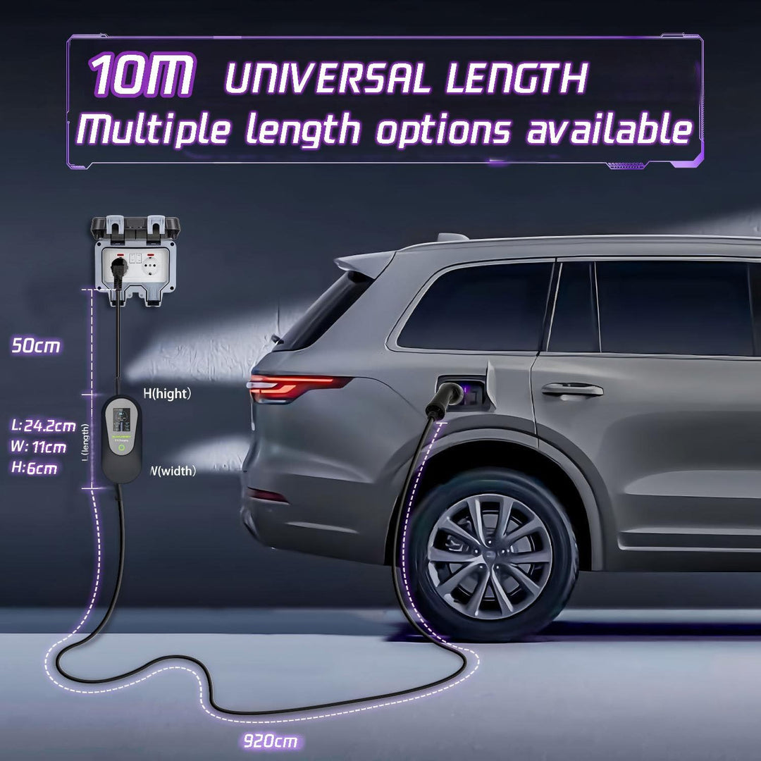 Ladekabel Elektroauto Typ 2 Schuko 10M【8-13A,1-phasig】 Tragbares EV Ladekabel Typ 2 Schuko Ladegerät