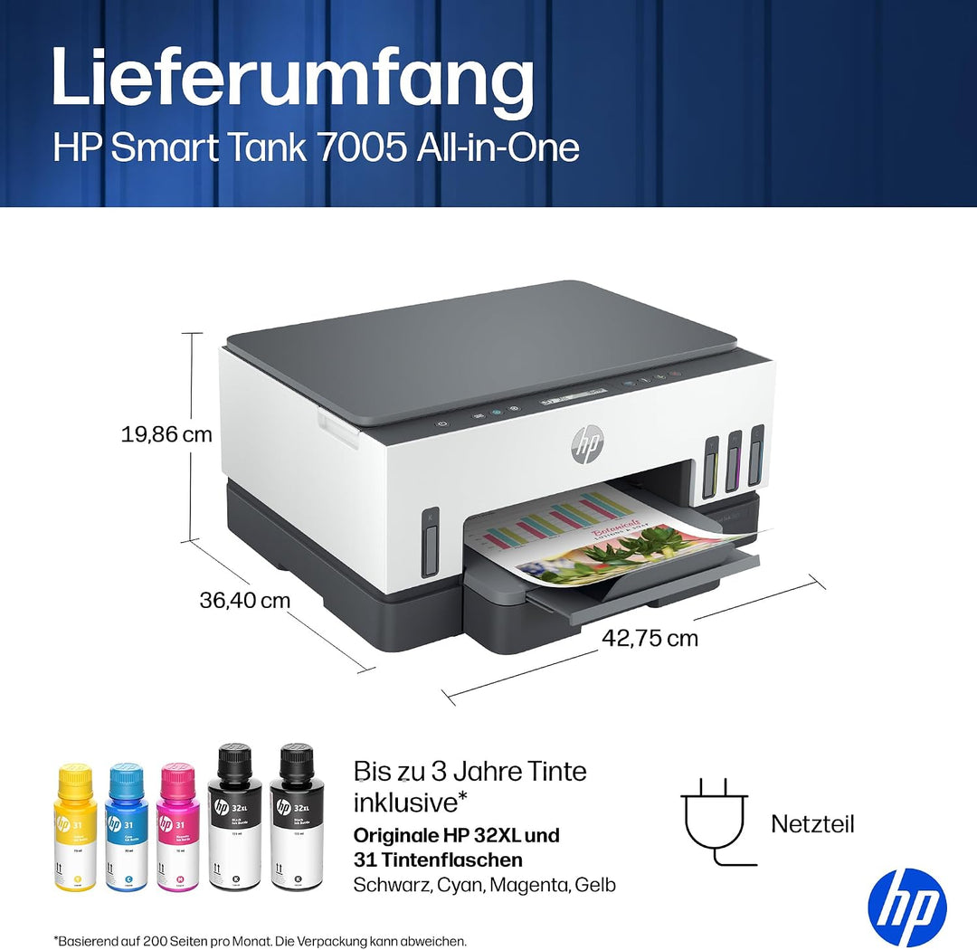 HP Smart Tank 7005 Multifunktionsdrucker (Drucker, Scanner, Kopierer, WLAN, AirPrint, Duplex, inklus