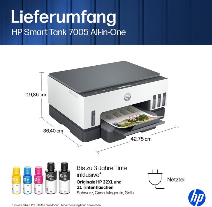 HP Smart Tank 7005 Multifunktionsdrucker (Drucker, Scanner, Kopierer, WLAN, AirPrint, Duplex, inklus