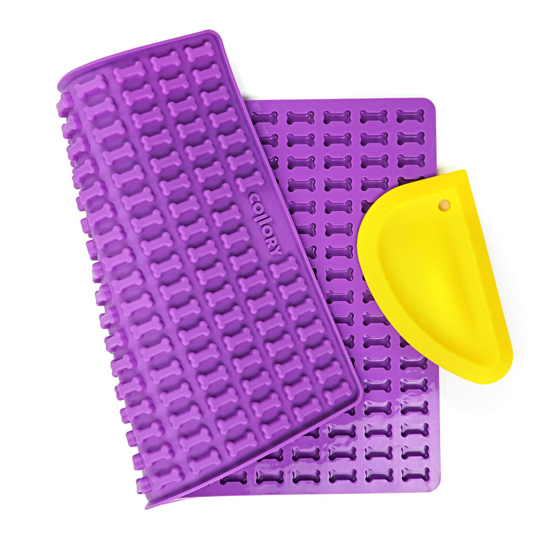 Collory Mini Knochen (2cm) Silikon Backform und Teigschaber Set, Backmatte für Hundekekse und Lecker