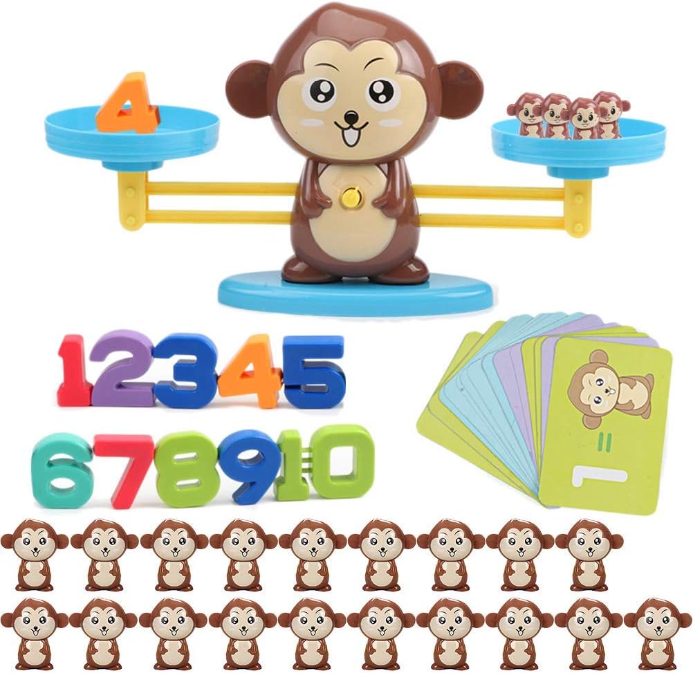 Queta Montessori Mathe Waage Spielzeug, Cartoon Tier Balance Skala Math Spielzeug Lernspielzeug mit