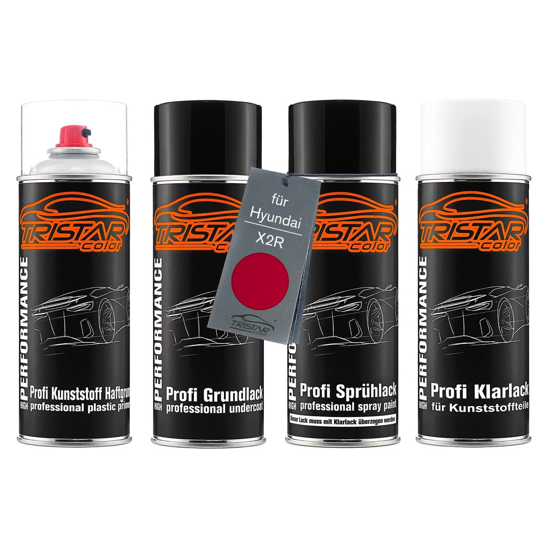 TRISTARcolor Autolack Spray Set Kunststoff für Hyundai X2R Red Passion Perl | Sprühdosen-Set für Sto