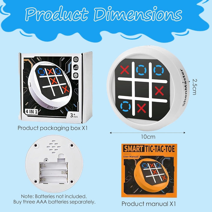 Tic Tac Toe Spiel, 4-in-1 Handheld Puzzle Console, Elektronisch Tic Tac Toe Spiel, for Educational a