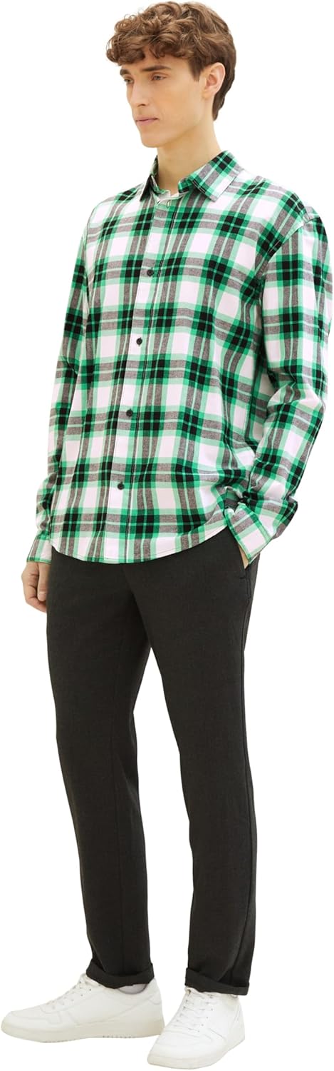 TOM TAILOR Denim Herren Hemd M 33924 - Flash Green Colorful Check, M 33924 - Flash Green Colorful Ch