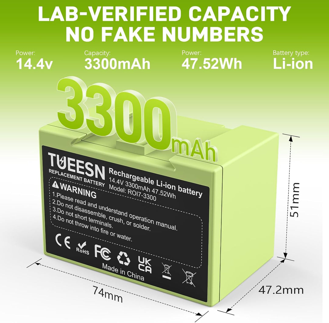 14.4V 3300mAh Ersatzakku für iRobot i7/i7+ e5 e6,iRobot roomba i3/i3+ i4 i6 J7