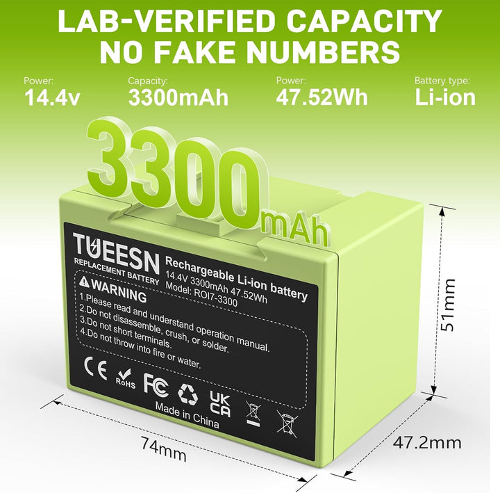 14.4V 3300mAh Ersatzakku für iRobot i7/i7+ e5 e6,iRobot roomba i3/i3+ i4 i6 J7