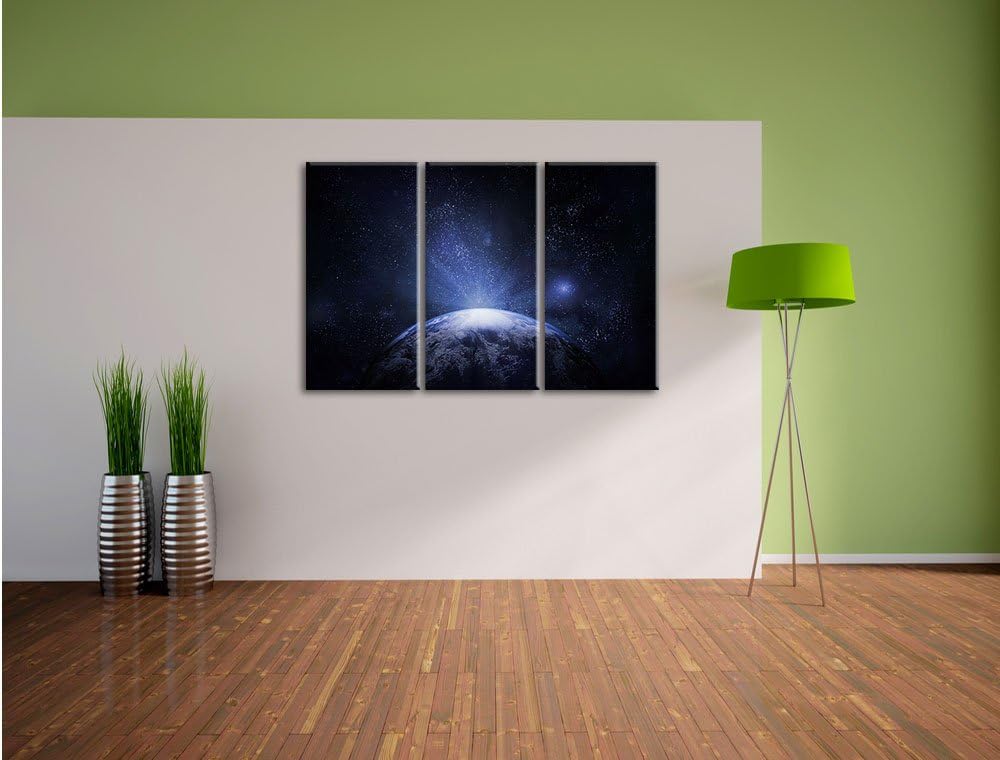 Pixxprint Sicht vom Mond auf die Erde 3-Teiler Leinwandbild 120x80 Bild auf Leinwand