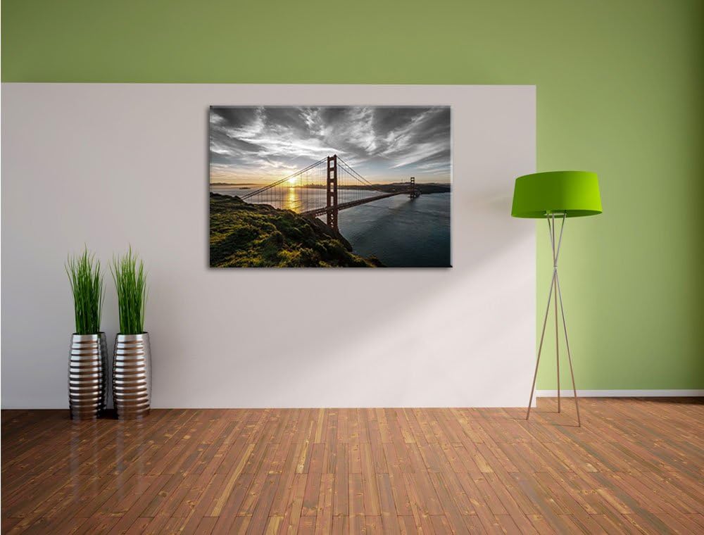 Pixxprint Golden Gate Bridge als Leinwandbild/Grösse: 100x70 cm/Wandbild/Kunstdruck/fertig bespannt,