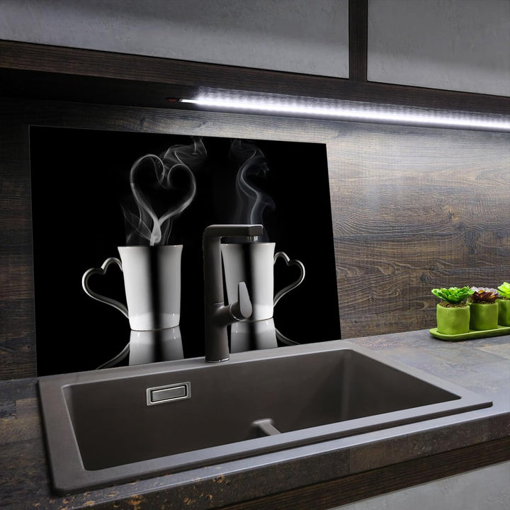 SmartDecoration Herdabdeckplatte Ceranfeldabdeckung aus Glas 80x52 cm Einteilig Motiv "Kaffee" Schwa