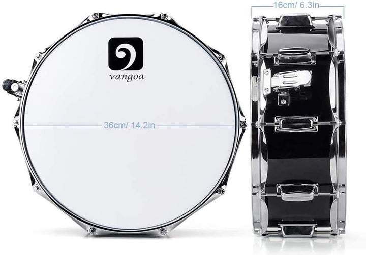Vangoa Snare Drum 14 Zoll Ahornholz Cavity Kleine Trommel Akustik Schlagzeug Snaredrums mit Snare Dr