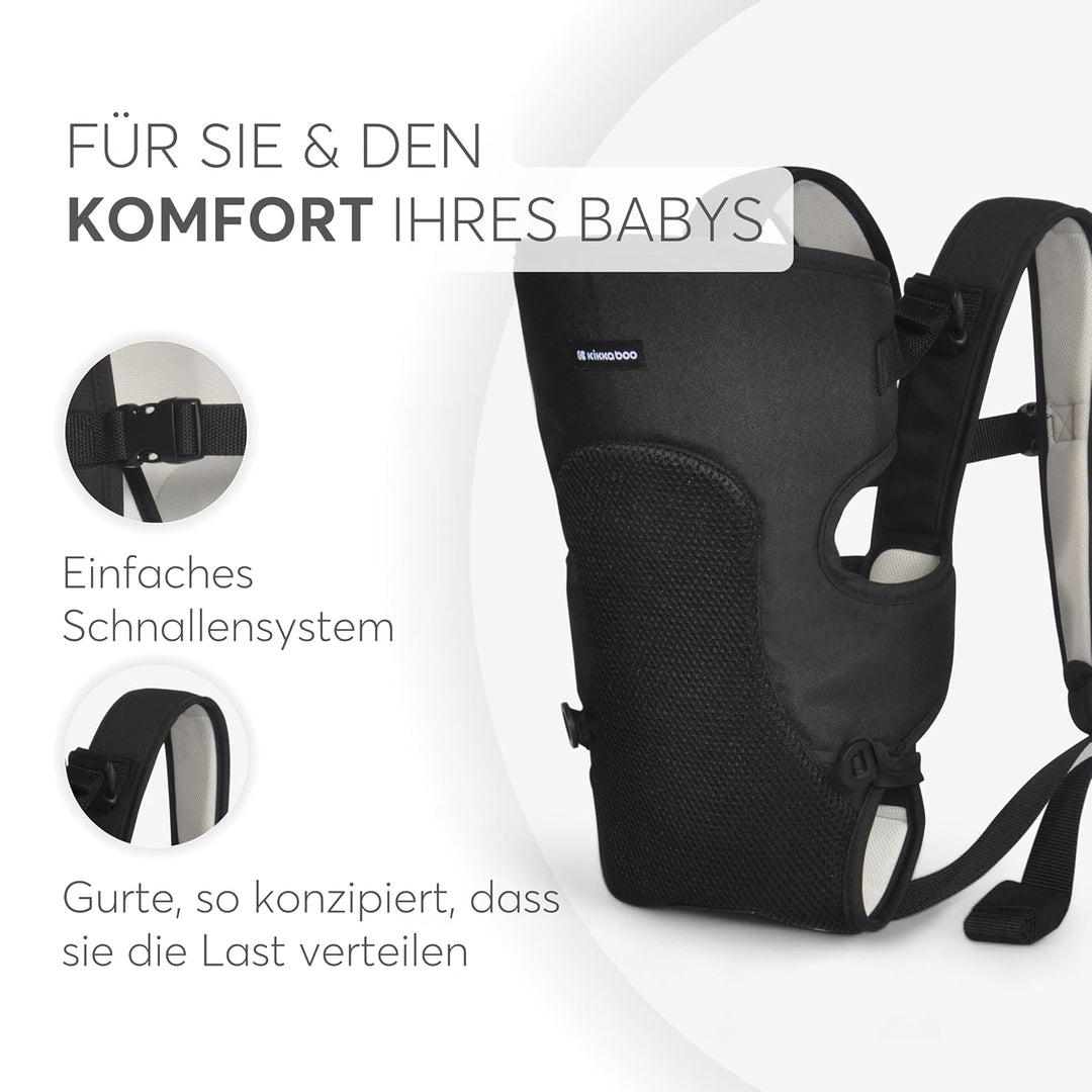 KikkaBoo Babytrage Neugeborenes MYRA, Ab 3 Monaten, Ergonomisch &amp; Bequem, Für Babys bis 9 kg, 3 Trag