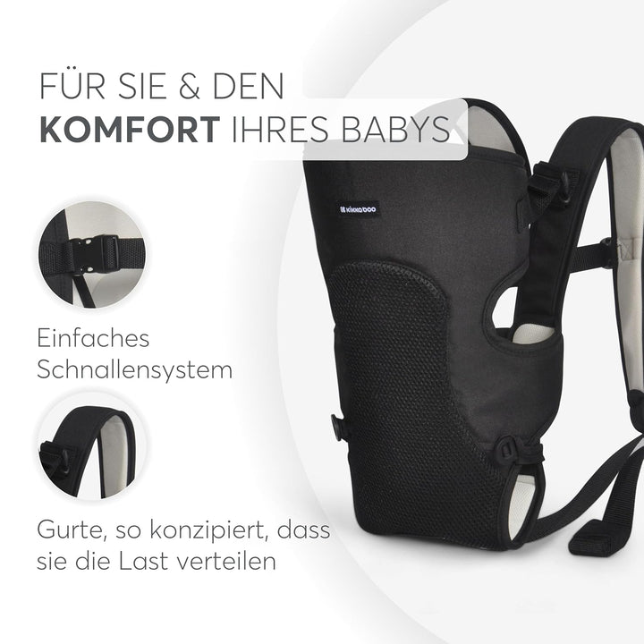 KikkaBoo Babytrage Neugeborenes MYRA, Ab 3 Monaten, Ergonomisch &amp; Bequem, Für Babys bis 9 kg, 3 Trag