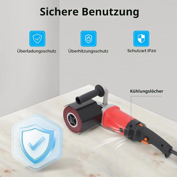 1580W Satiniermaschine mit Überlastschutz, 220V Bürstenschleifer Exzenterschleifer Poliermaschine, W