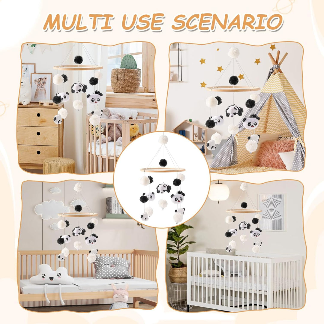 Mobile Babybett Baby Mobile Mit Filzbällen 3D-Panda-Muster Hängende Spieldekorationen Geschenke Für