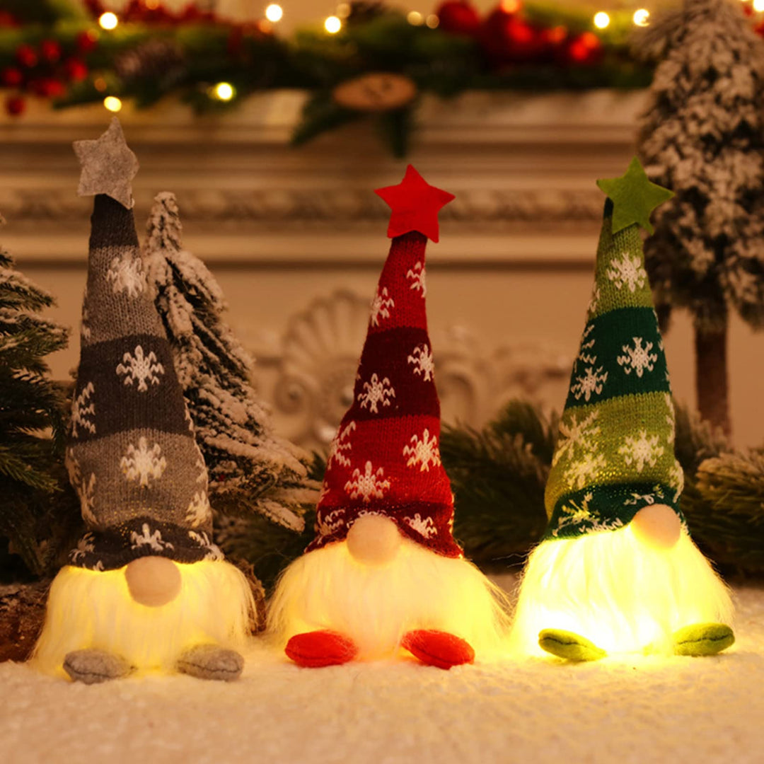 ACAREY Weihnachtsdeko 3 Stück Weihnachten Deko Wichtel mit LED Licht Weihnachtswichtel Figuren Plüsc
