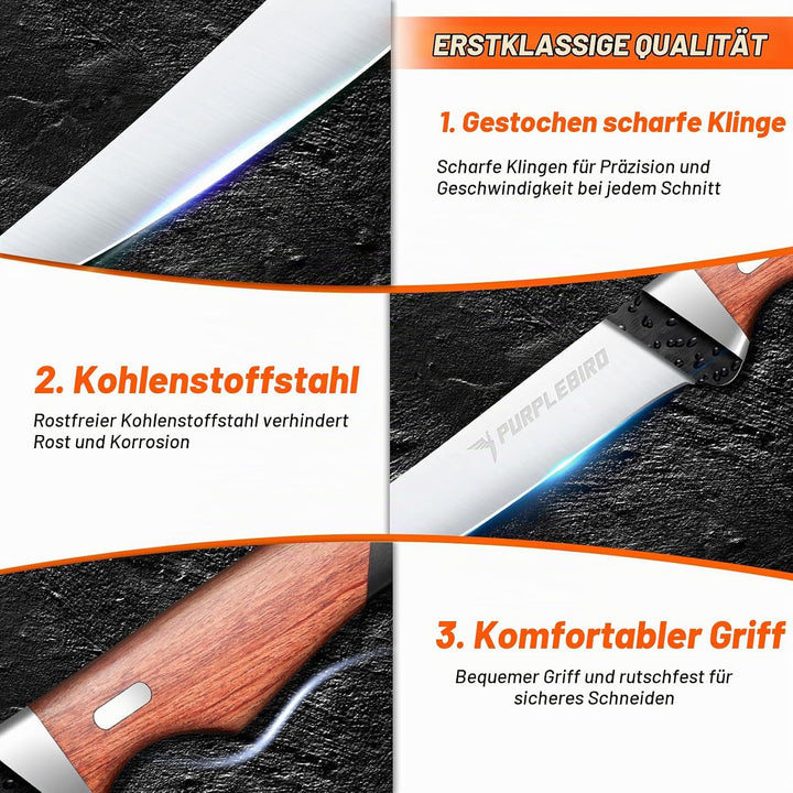 PURPLEBIRD Filetiermesser für Fisch 15 CM mit Scheide, 440C Edelstahl Fischmesser zum Schneiden von