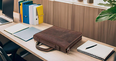 Pride and Soul 30125 - Ringbuchmappe A4 VIGGO, Schreibmappe mit Tablet-Fach, Businessmappe aus Leder