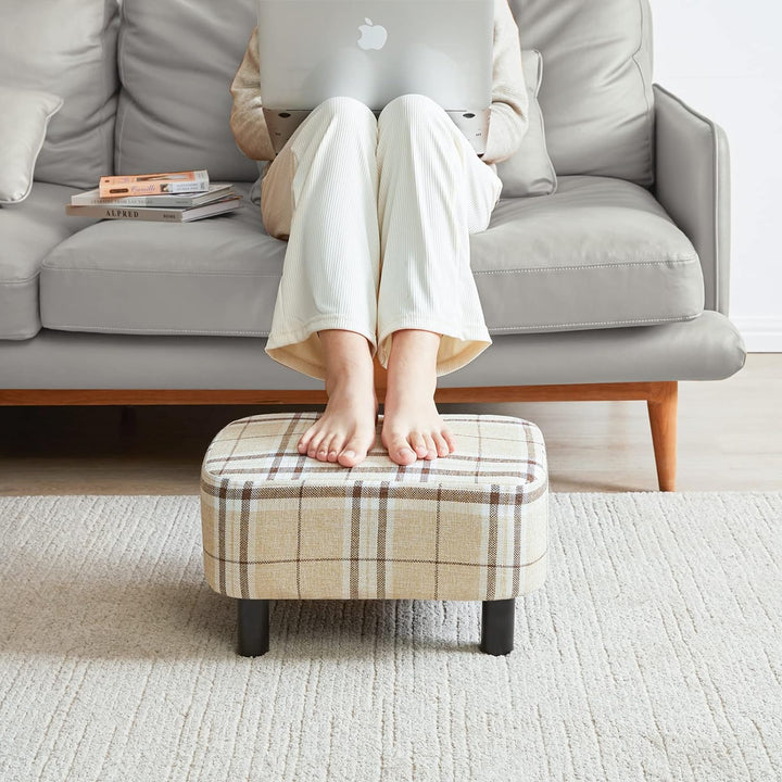 YMYNY Rechteckiger Fusshocker Sitzhocker, 42 x 29 x 23 cm, Gepolsterter Hocker aus Baumwolltuch, Hol