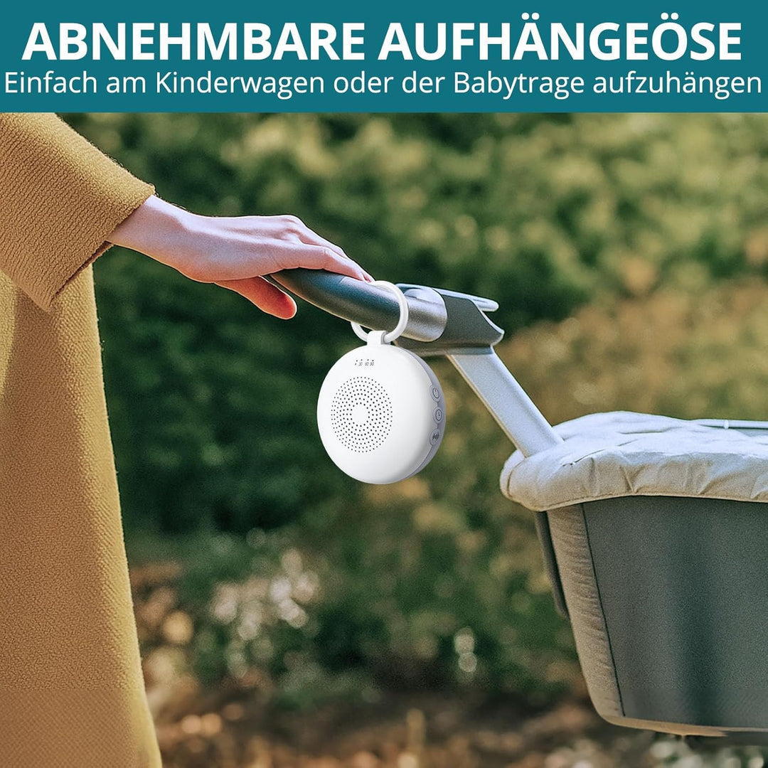 White Noise Machine Mini-Soundmaschine mit 12 Beruhigende Geräusche 3-Timer Memory-Funktion USB-C Wi