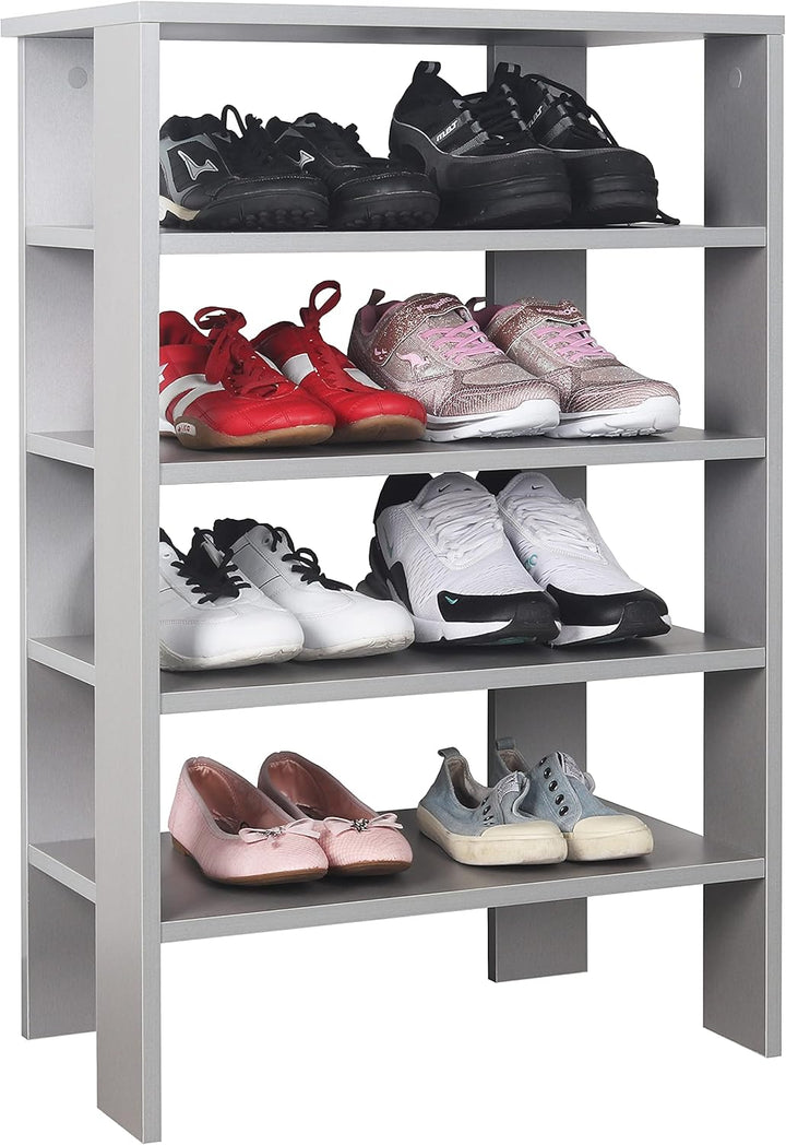 RICOO Schuhregal schmal und hoch 88x60x32cm Standregal Pressholz Grau WM040-PL, Schuhständer mit 4 E