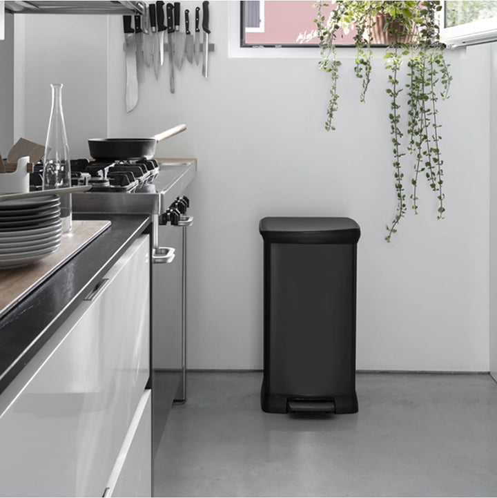 CURVER Deco Bin METALLIC'S 50 L, schwarz/schwarz metallic, 39 x 29 x 72, Modern