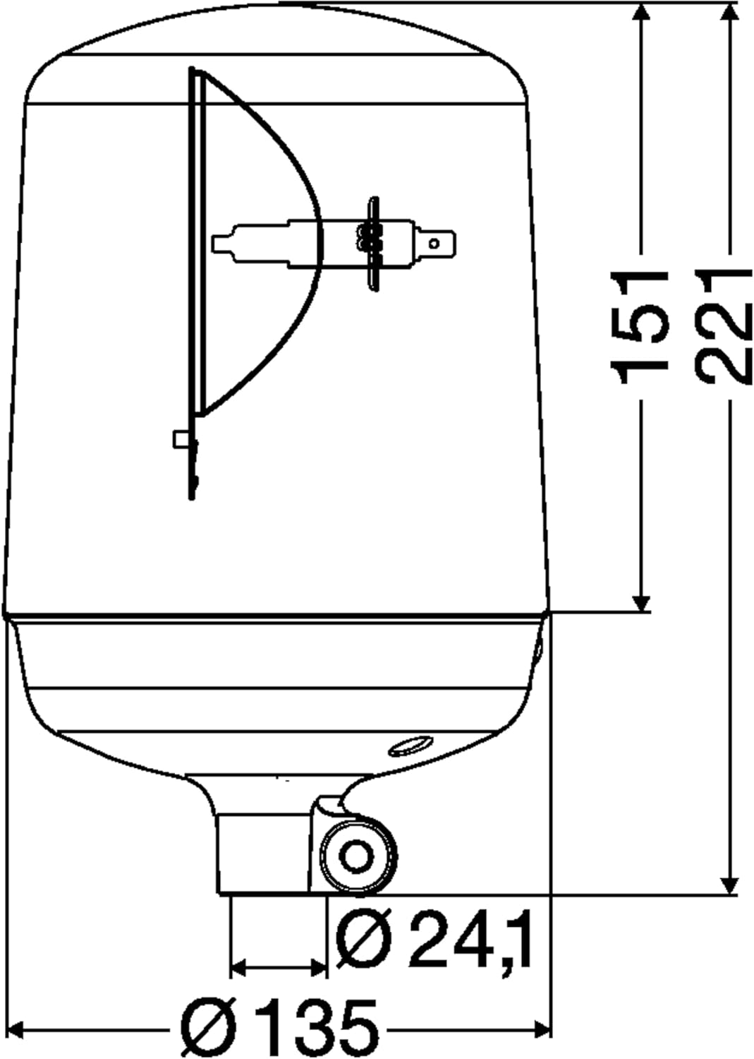 HELLA - Halogen-Rundumkennleuchte - KL 7000 - 12V - gelb - Rohrstutzen - Menge: 1 - 2RL 008 060-101