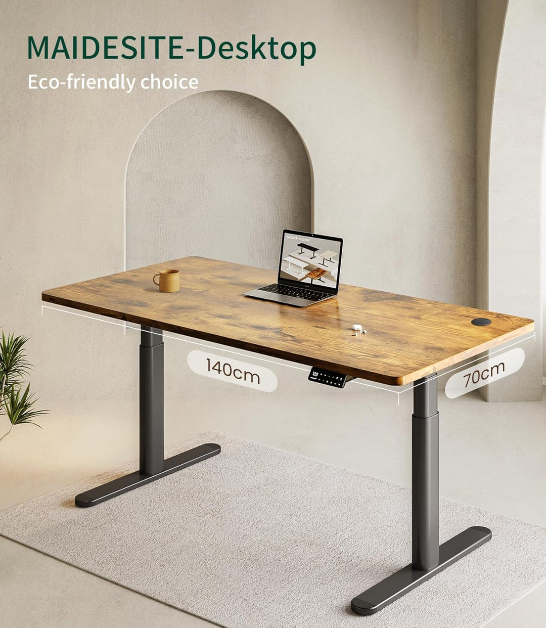 MAIDeSITe Tischplatte 140x70 cm Schreibtischplatte 25 mm stark - DIY Stabile Bürotischplatte – Perfe
