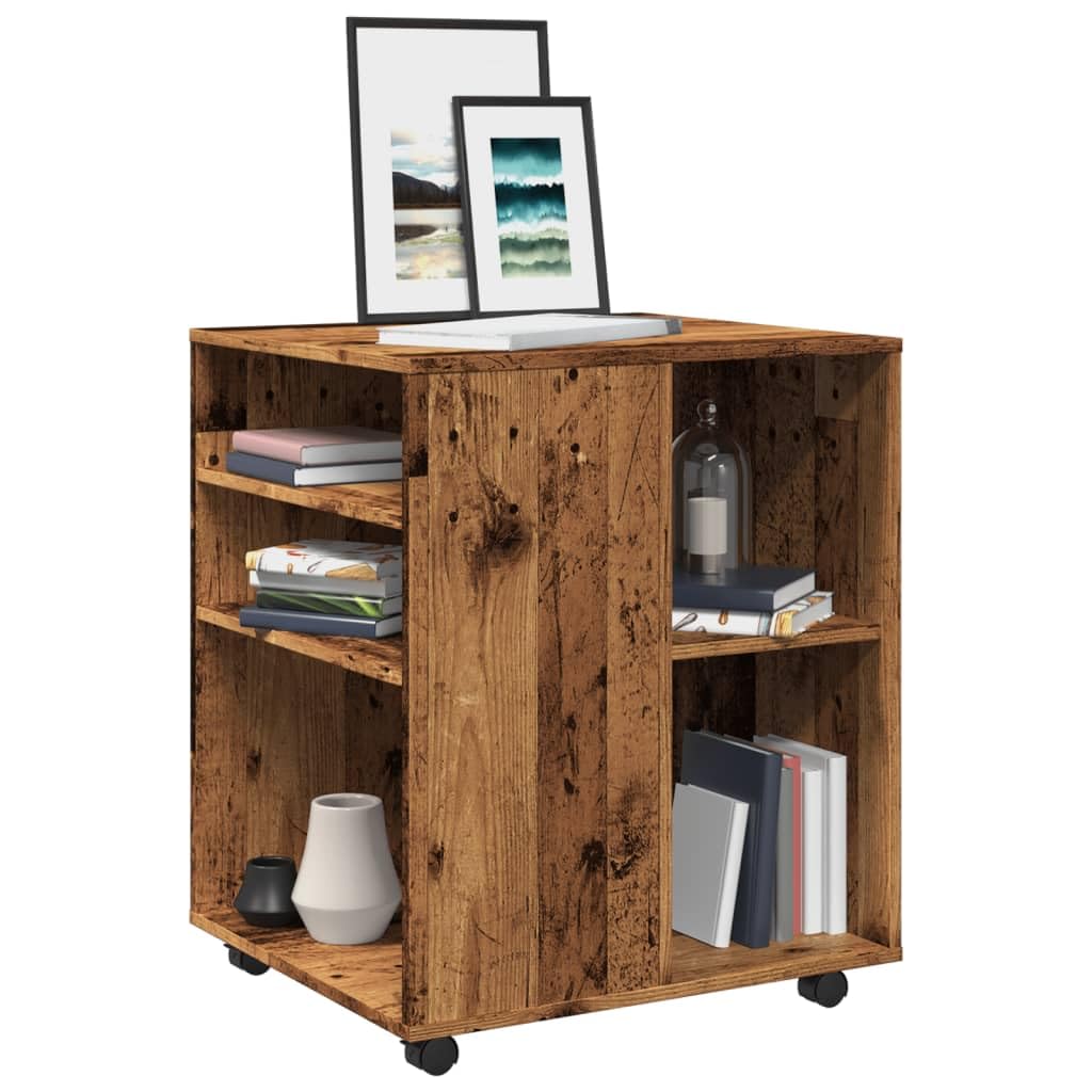 Rollschrank Altholz-Optik 60x53x72 cm, Holzwerkstoff, mobil mit Rollen, vielseitiger Storage Cabinet