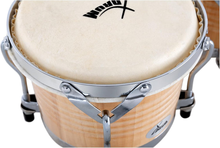 XDrum Bongos Pro Natur - 2 Trommeln mit 6,5" (17 cm) und 7,5" (20 cm) Durchmesser - Bongotrommeln mi