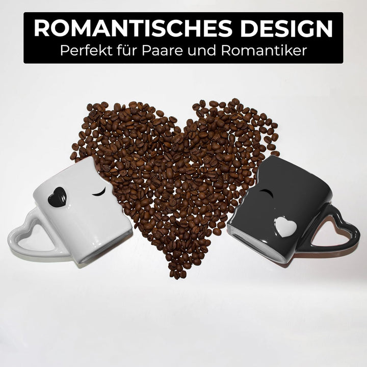 MIAMIO - Kaffeetassen/Küssende Tassen Set Geschenke für Frauen/Männer/Freund/Freundin zur Hochzeit/W