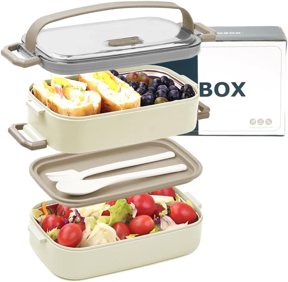 Bugucat Lunchbox Edelstahl 1100ML,Bento Box Brotdose Auslaufsicher Luftdichte Brotzeitbox mit Fächer