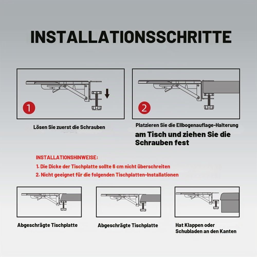 2 Stück Armauflage Schreibtisch,Ergonomische Armlehnenstütze Handgelenkauflage,90° Faltbare und 180°