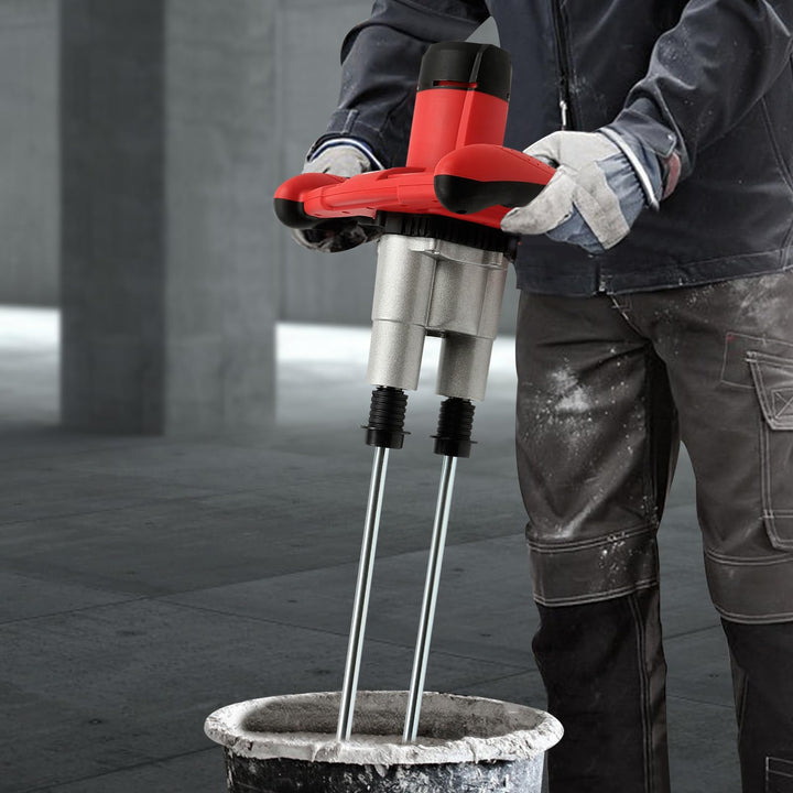 Doppel Mörtelrührer &amp; 1800W Elektrisch Rührwerk - Betonrührer Betonmischer | 6-Gang-Einstellung | Üb