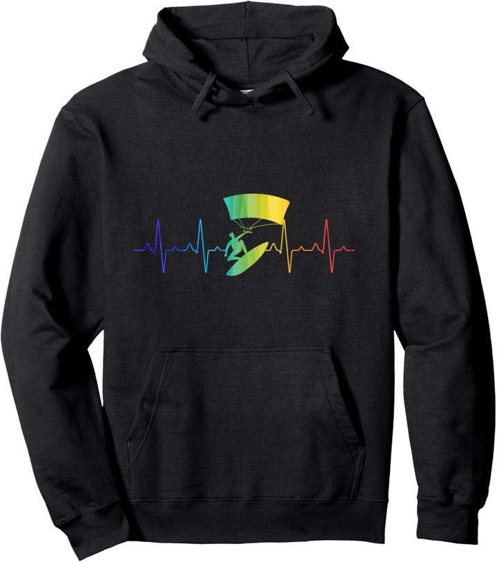 LGBT Regenbogen Herzschlag Kitesurfen Pullover Hoodie
