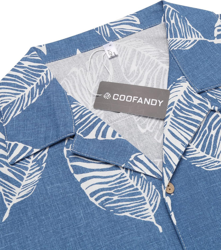 COOFANDY Hawaii Hemd Männer Kurzarm Sommer Fronttasche Hawaii-Print Freizeit Funky Baumwolle Hawaiih