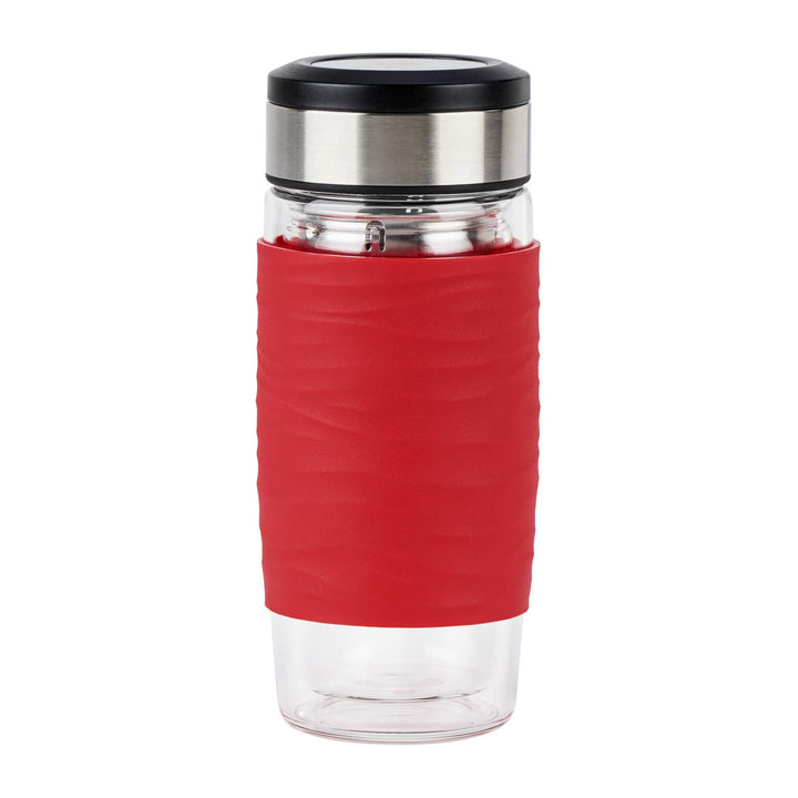 Emsa N20804 Tea Mug Teebecher aus doppelwandigem Glas | 0,4 Liter | herausnehmbares Sieb | BPA-Frei