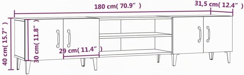 vidaXL TV-Schrank Betongrau 180x31,5x40 cm Holzwerkstoff, Betongrau