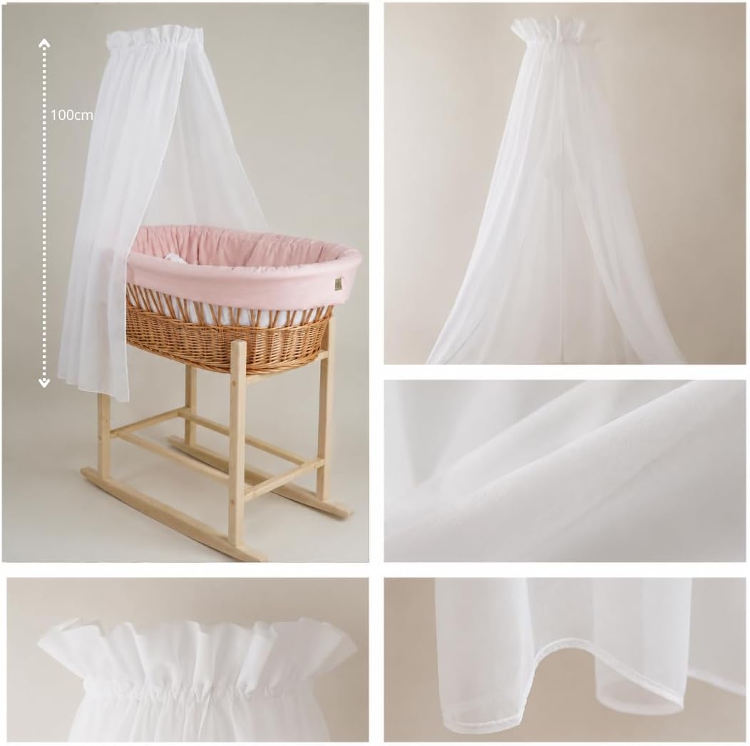 Baldachin für Wiege und Moseskorb – weiss, aus Voile