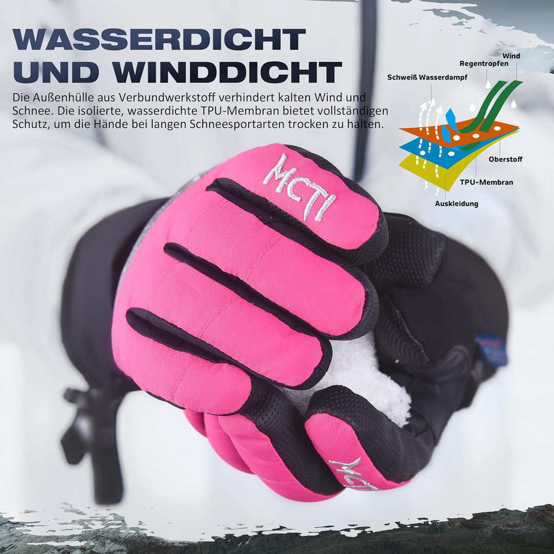 Kineed Skihandschuhe Damen Touchscreen Winterhandschuhe Wasserdicht Snowboardhandschuhe Winter Warm
