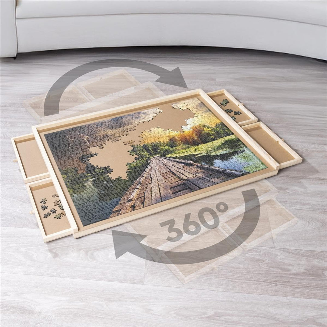 Bambelaa! Puzzletisch 1000 Teile mit 4 Schubladen Drehbares Puzzlebrett Tragbarer Puzzle Tisch für E