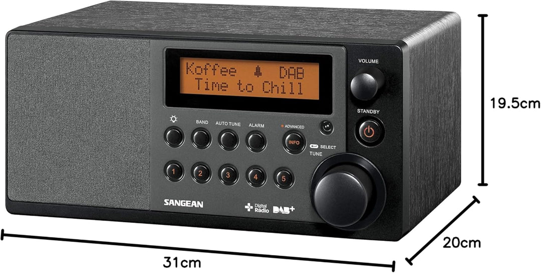 Sangean DDR-31 Tischradio - Digital radio mit DAB+ und FM - Aux-in - schwarz schwarz ohne Bluetooth,