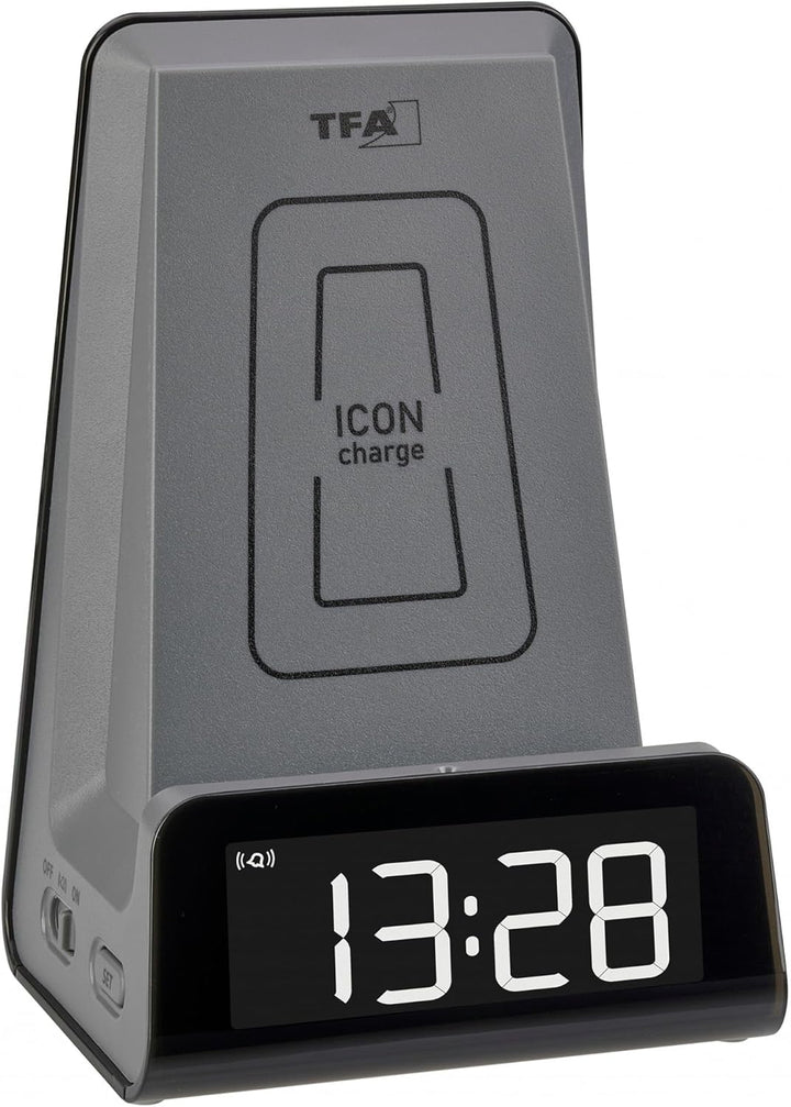TFA Dostmann 2 in 1 Induktive Ladestation ICONcharge, 60.2033.10, für Smartphones, Kabelloses Laden,