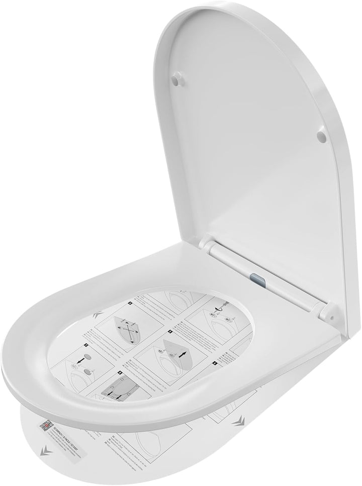ANYCEE Toilettendeckel mit Absenkautomatik 42.5x36 CM, WC Sitz Kurzform D aus Duroplast, Klodeckel m