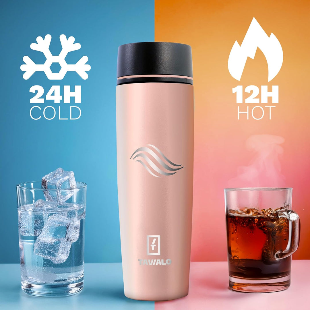 Thermobecher 460ml Travel Mug puderrosa Inox Edelstahl, Kaffeebecher/Isolierbecher Pulverbeschichtun