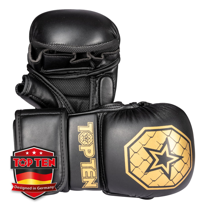 TOP TEN MMA Sparringhandschuhe Contender | MMA Amateur Handschuhe Schwarz-gold XL, Schwarz-gold XL